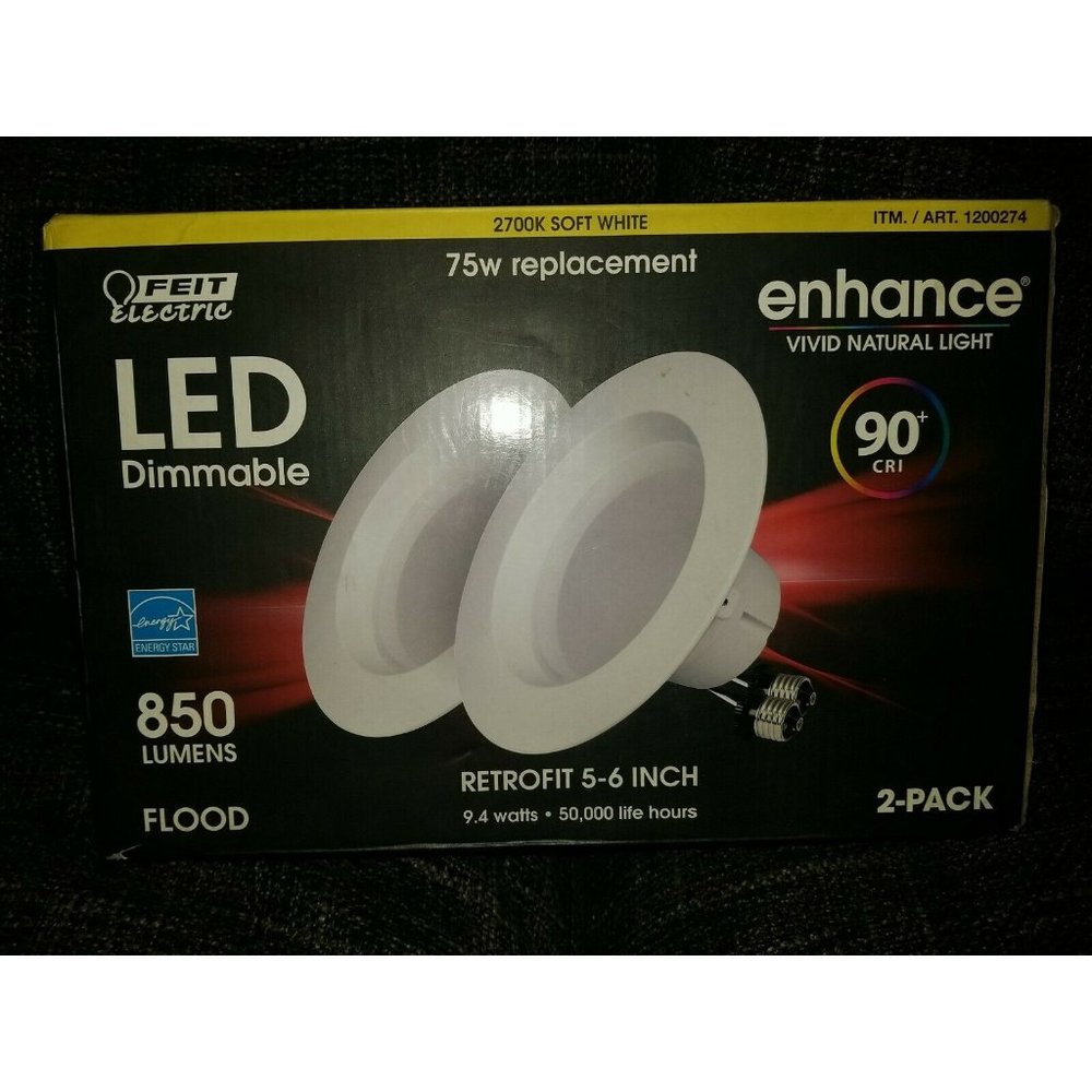 Feit, LED 2 Pack Retrofit  5-6 inch Soft white 2700K (9.4w)75w replacement